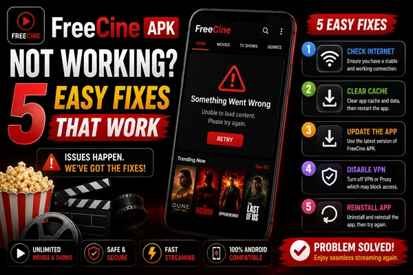 FreeCine APK Not Working? 5 Easy Fixes That Work